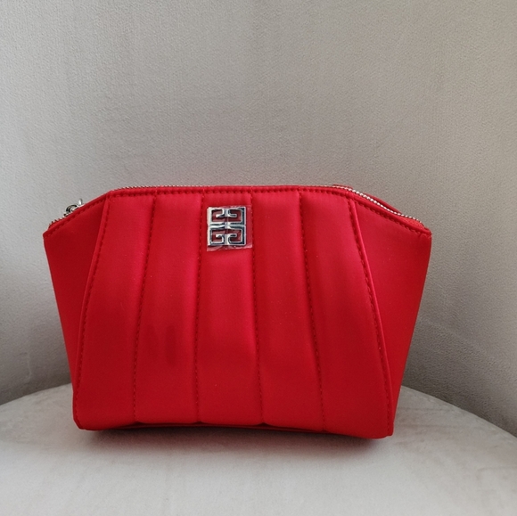 Givenchy Red Satin Cosmetic Bag NEW - Picture 1 of 5